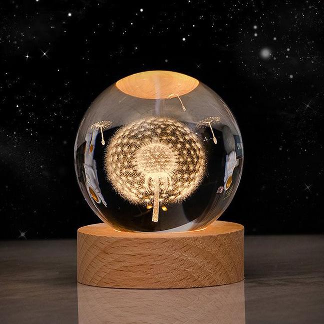 Luminous Starry Sky And Planets Moon Moon Crystal Ball Small Night Lamp Projection Ambience Light Creative Gift New Strange Gift 26