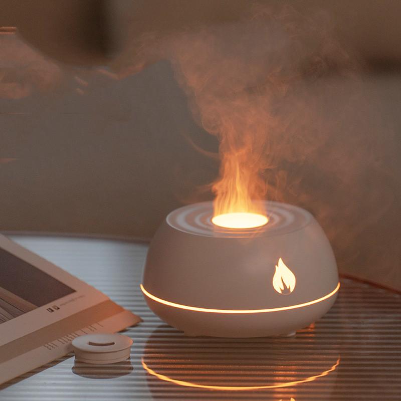 Flame Humidifier Aromatherapy Diffuser 7 Colors Light Home Air Humidifier 130ML USB Room Fragrance Essential Oil Diffuser 7