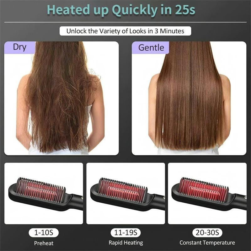New 2 In 1 Hair Straightener Hot Comb Negative Ion Curling Tong Dual-purpose Electric Hair Brush 5