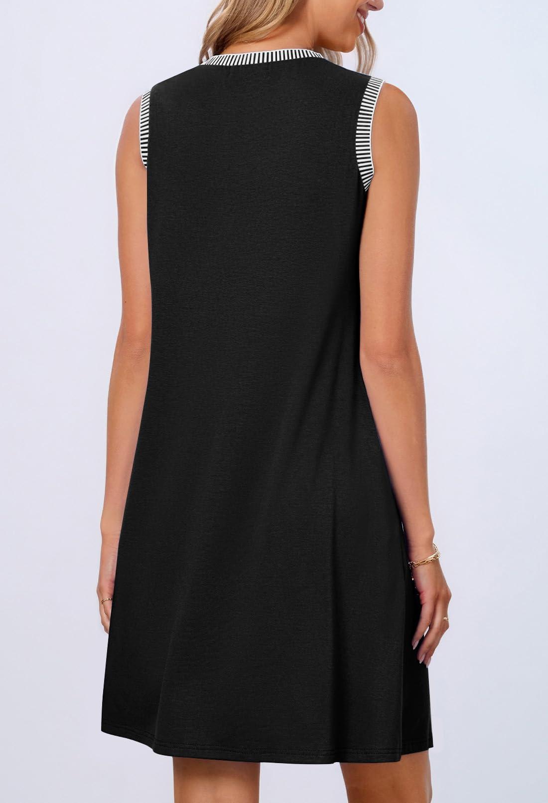 Women's Summer Spring Casual Beach Sundress 2026 Vacation Sleeveless Tank Crewneck Loose Coverup Mini Dresses 6