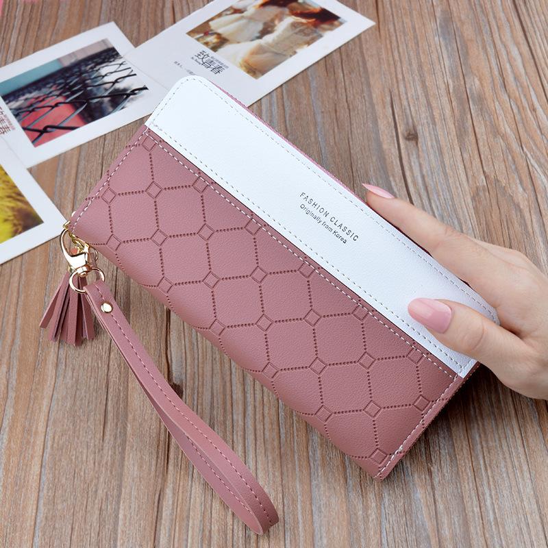 Ladies In Hand Long Zipper Tassel Stitching Embossed Large-capacity Wallet 10