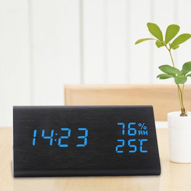 Creative Triangle LED Wooden Alarm Clock 4