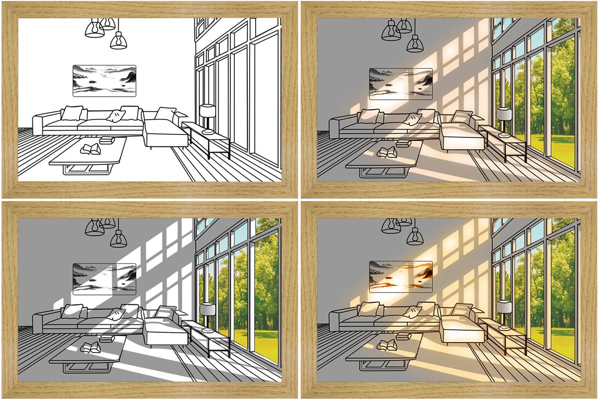 Illuminated Picture LED Decorative Light Painting Bedside Picture Style Creative Modern Simulate Sunshine Drawing Night Light Gift 11