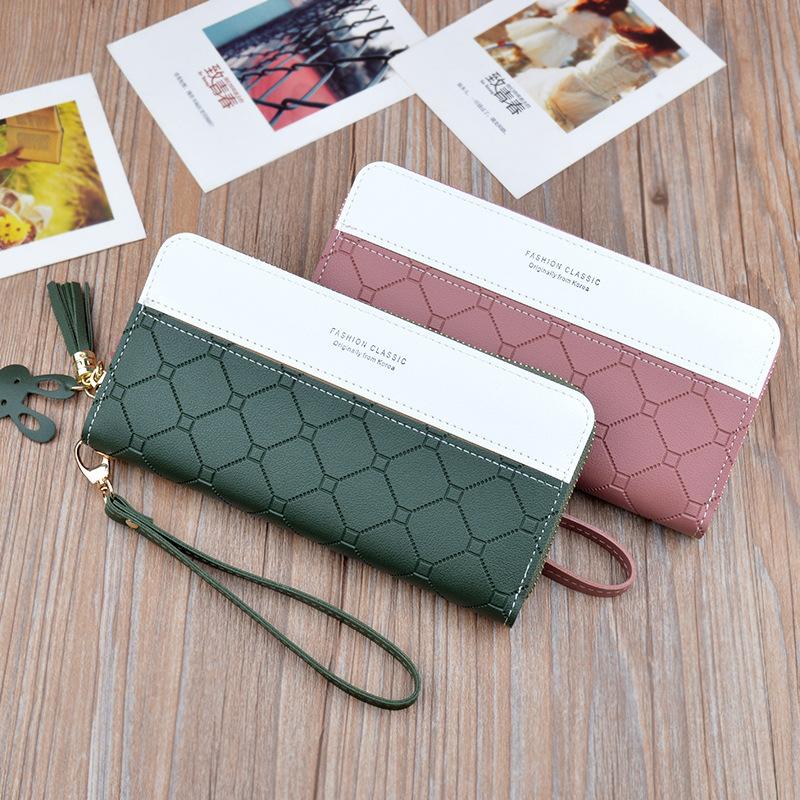 Ladies In Hand Long Zipper Tassel Stitching Embossed Large-capacity Wallet 4