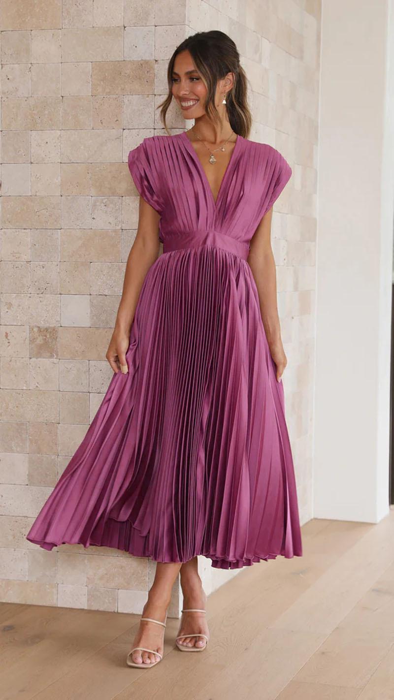Summer V-neck Pleated Dress INS Fashion Casual Loose Zip Sleeveless Dresses For Women Clothing 17