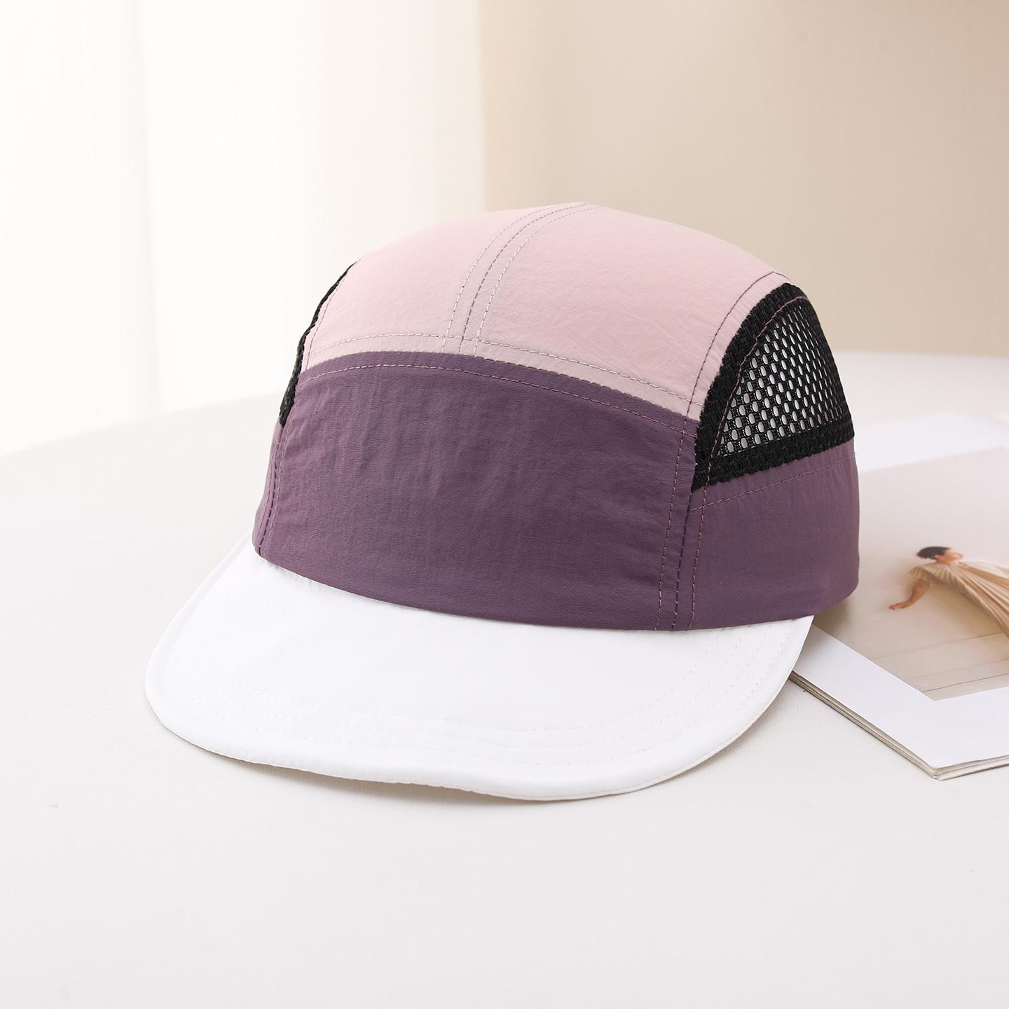 Multi-color Stitched Mesh Fabric, Lightweight And Breathable, Simple And Casual Style. This Baseball Cap With A Flat Brim Is Suitable For Sports, Travel And Daily Use. 3