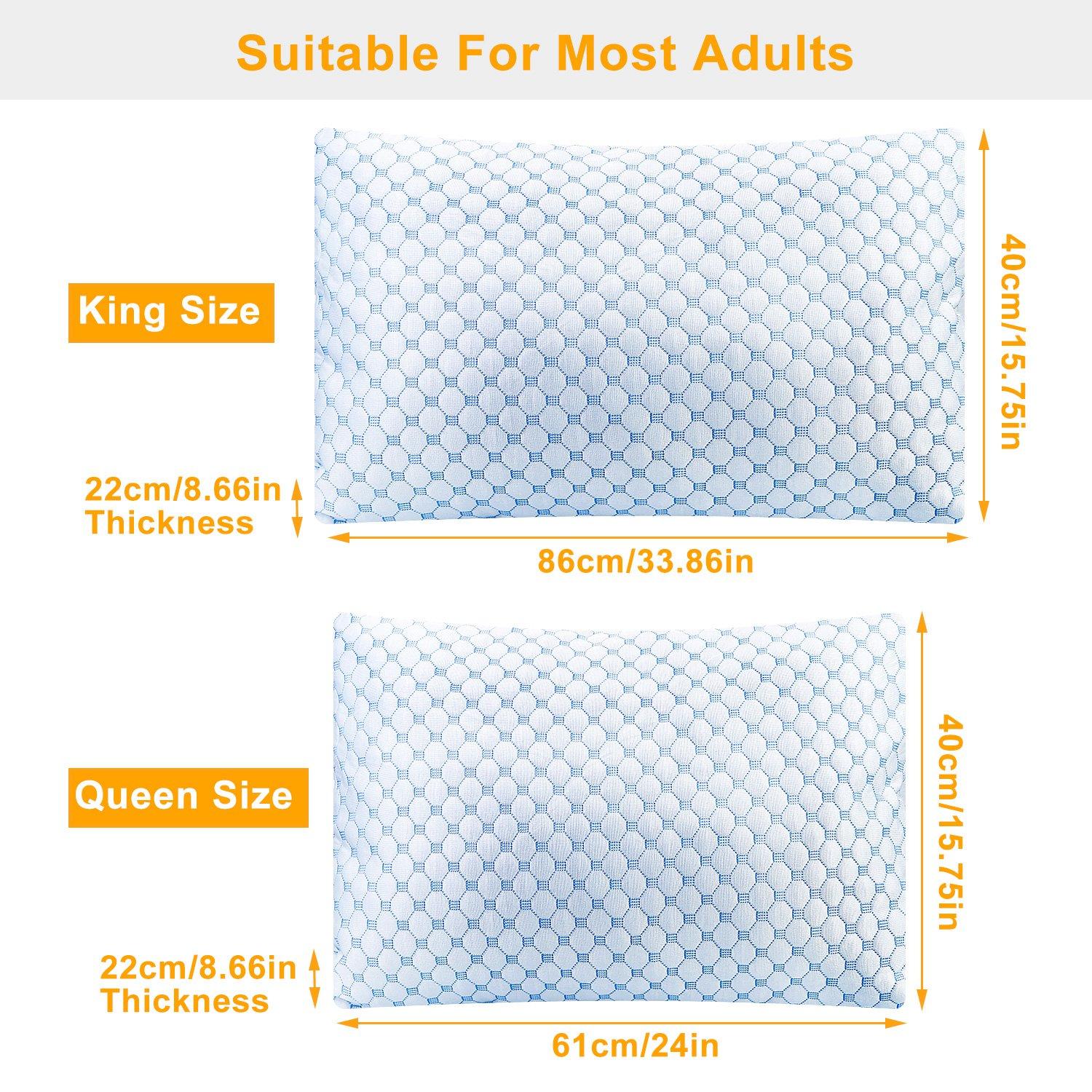 2Pcs Or 1Pc Cooling Memory Foam Pillow Ventilated Soft Bed Pillow With Cooling Gel Infused Memory Foam Machine Washable 7