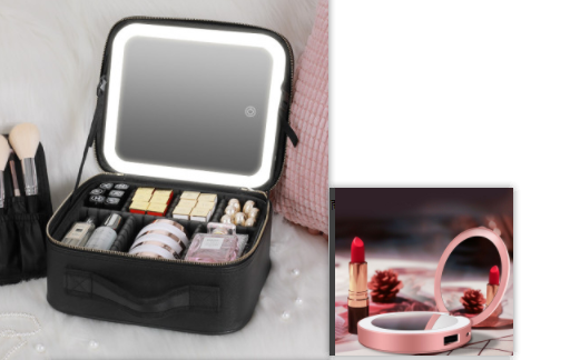 Smart LED Cosmetic Case With Mirror Cosmetic Bag Large Capacity Fashion Portable Storage Bag Travel Makeup Bags 10