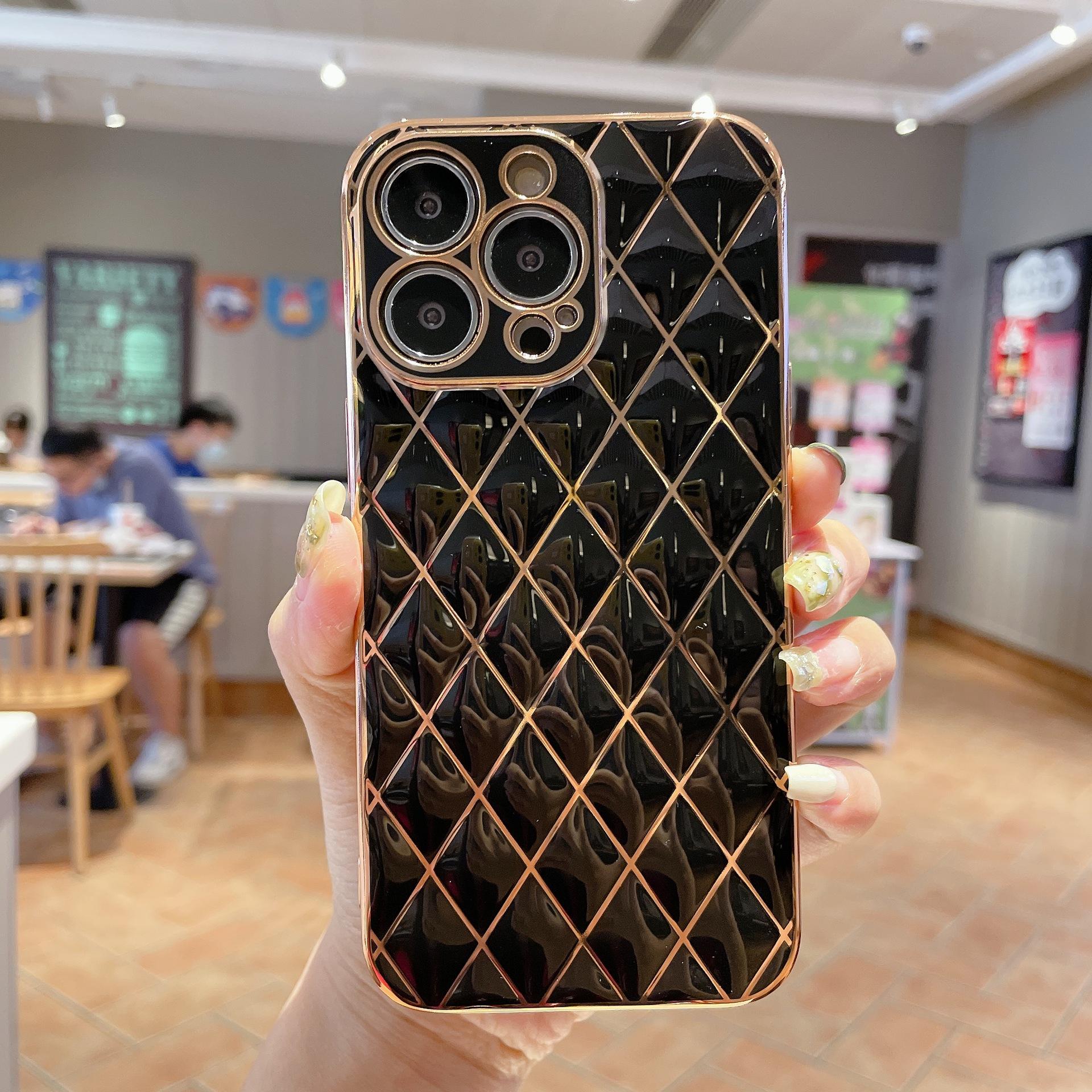 Mobile Phone Shell Plating 6D Laser Engraved Lambskin 4