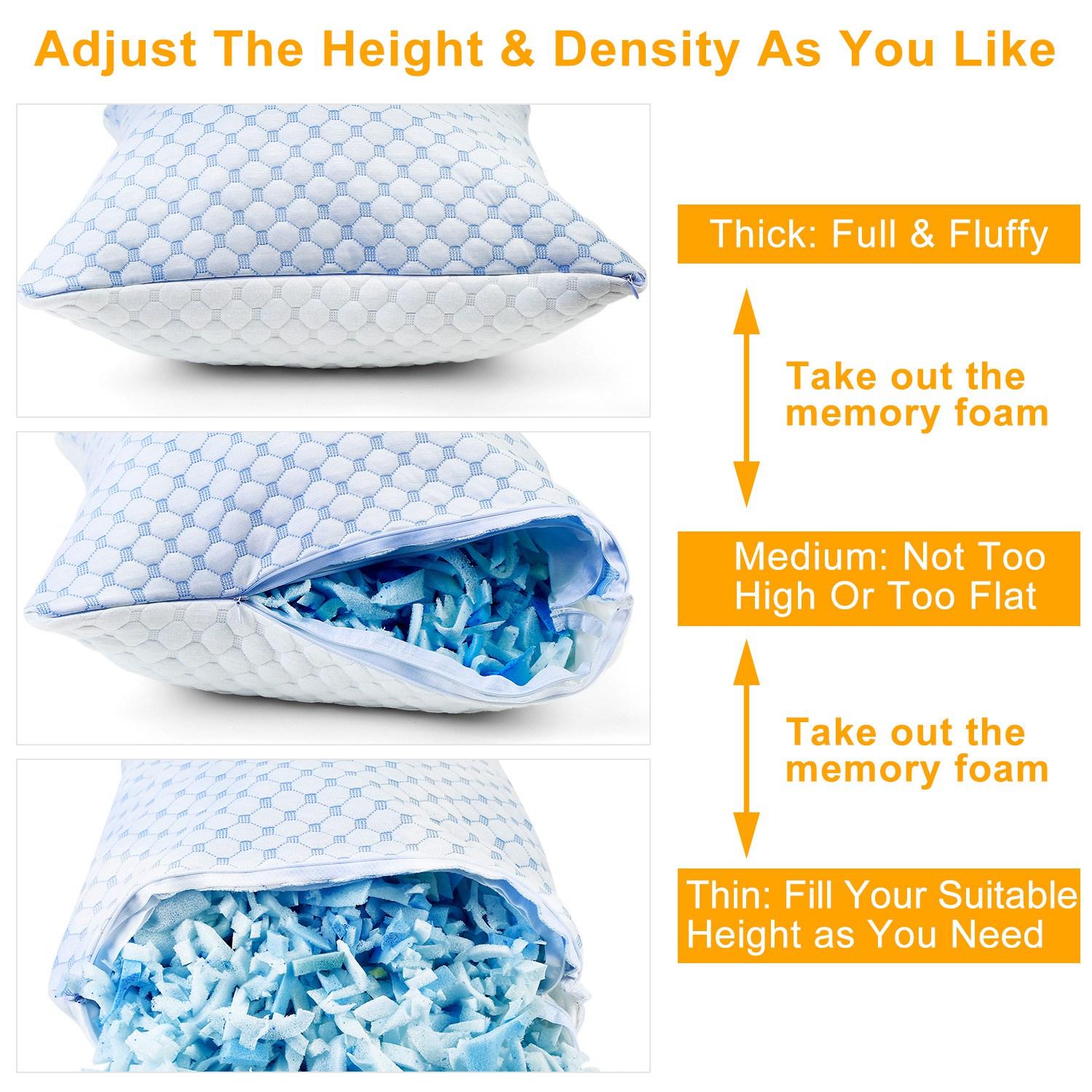 2Pcs Or 1Pc Cooling Memory Foam Pillow Ventilated Soft Bed Pillow With Cooling Gel Infused Memory Foam Machine Washable 5