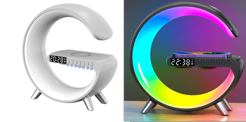 New Intelligent G Shaped LED Lamp Bluetooth Speake Wireless Charger Atmosphere Lamp App Control For Bedroom Home Decor 10