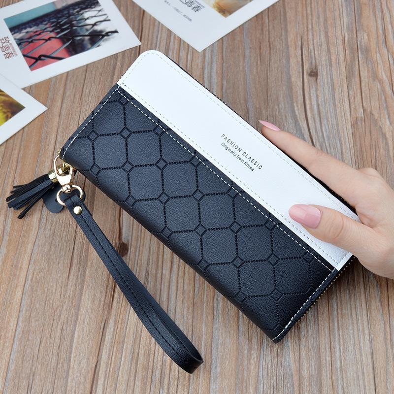 Ladies In Hand Long Zipper Tassel Stitching Embossed Large-capacity Wallet 5