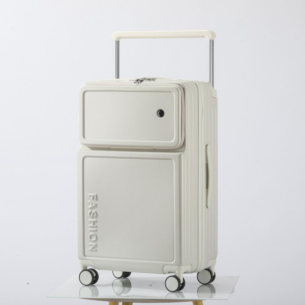 2026 New Large Capacity Front Opening Aluminum Frame Luggage With ABS PC Zipper Boarding Box 20-28 Inches