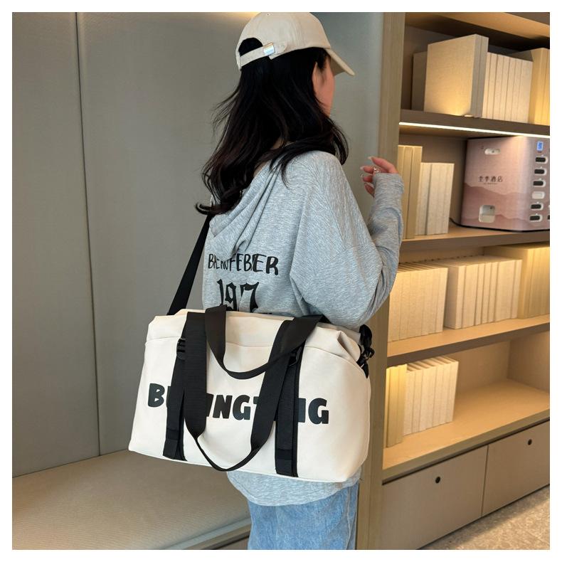 Women's Fashion Letter Print Gym Duffel Bag - Wet & Dry Separation Yoga Fitness Tote, Weekender Overnight Shoulder Bag For Travel 14