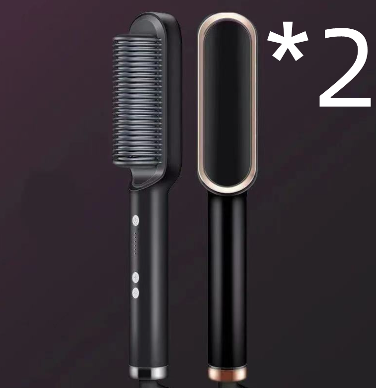 New 2 In 1 Hair Straightener Hot Comb Negative Ion Curling Tong Dual-purpose Electric Hair Brush 23