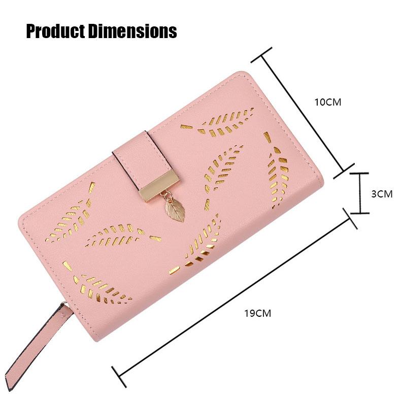 Women's Fashion Long Wallet Clutch - Elegant Hollow Out Leaf Design Zipper Closure Wristlet Handbag With Card Slots & Phone Compartment, Trendy Evening Purse For Ladies & Girls 5