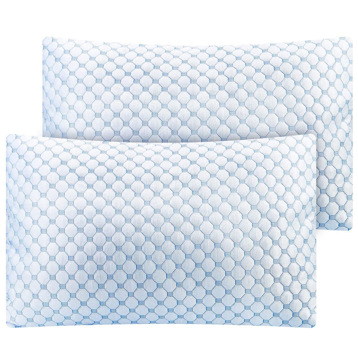 2Pcs Or 1Pc Cooling Memory Foam Pillow Ventilated Soft Bed Pillow With Cooling Gel Infused Memory Foam Machine Washable 12