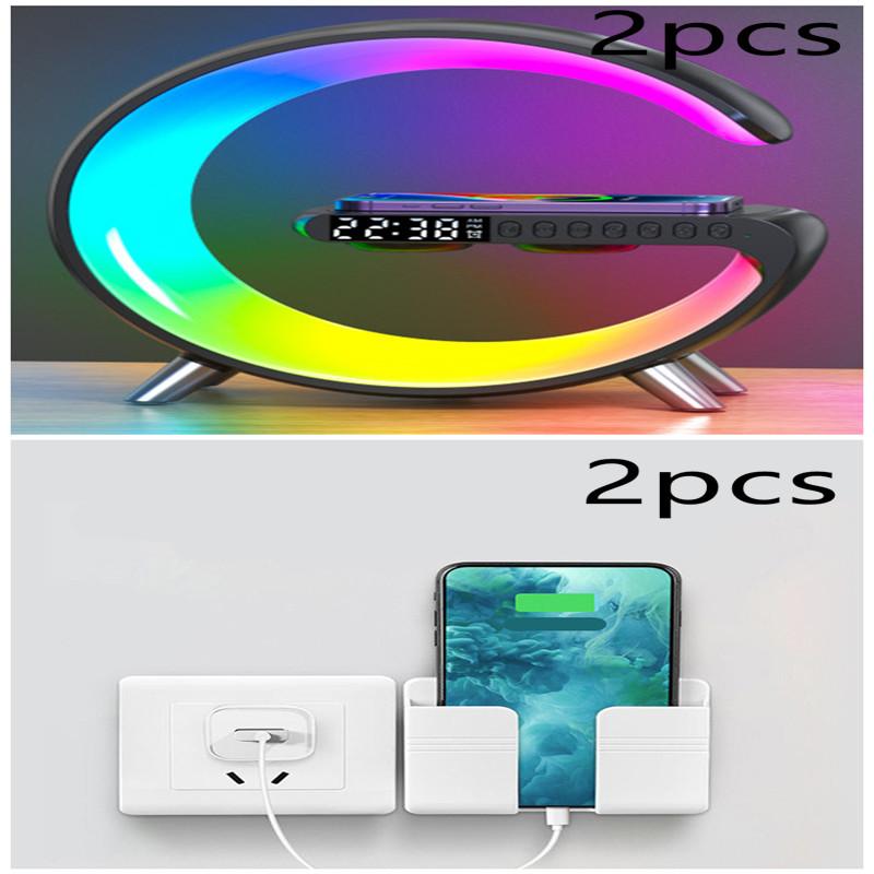 New Intelligent G Shaped LED Lamp Bluetooth Speake Wireless Charger Atmosphere Lamp App Control For Bedroom Home Decor 27