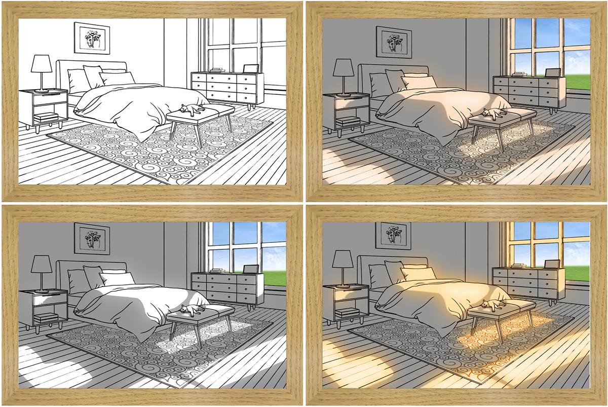 Illuminated Picture LED Decorative Light Painting Bedside Picture Style Creative Modern Simulate Sunshine Drawing Night Light Gift 4