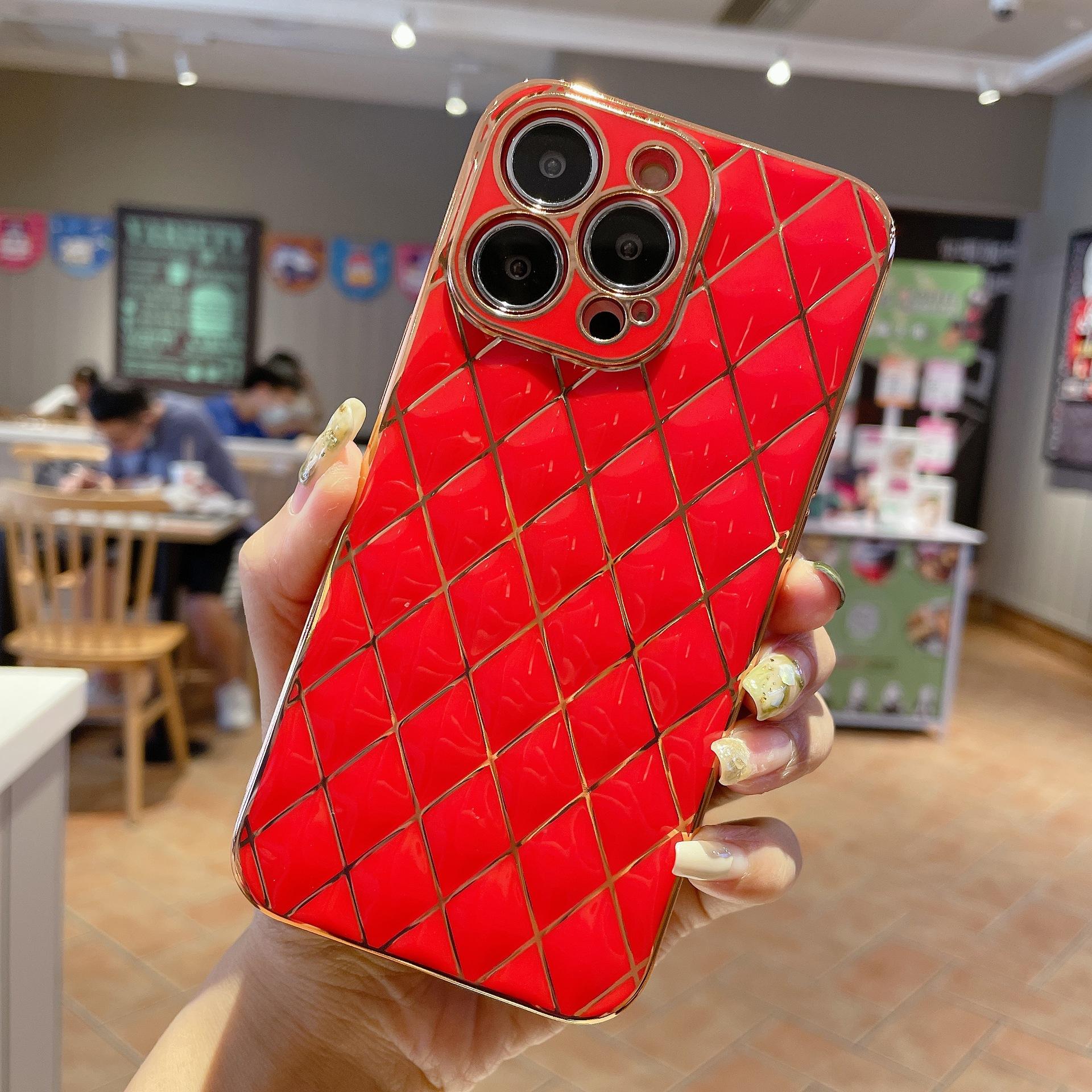 Mobile Phone Shell Plating 6D Laser Engraved Lambskin 6