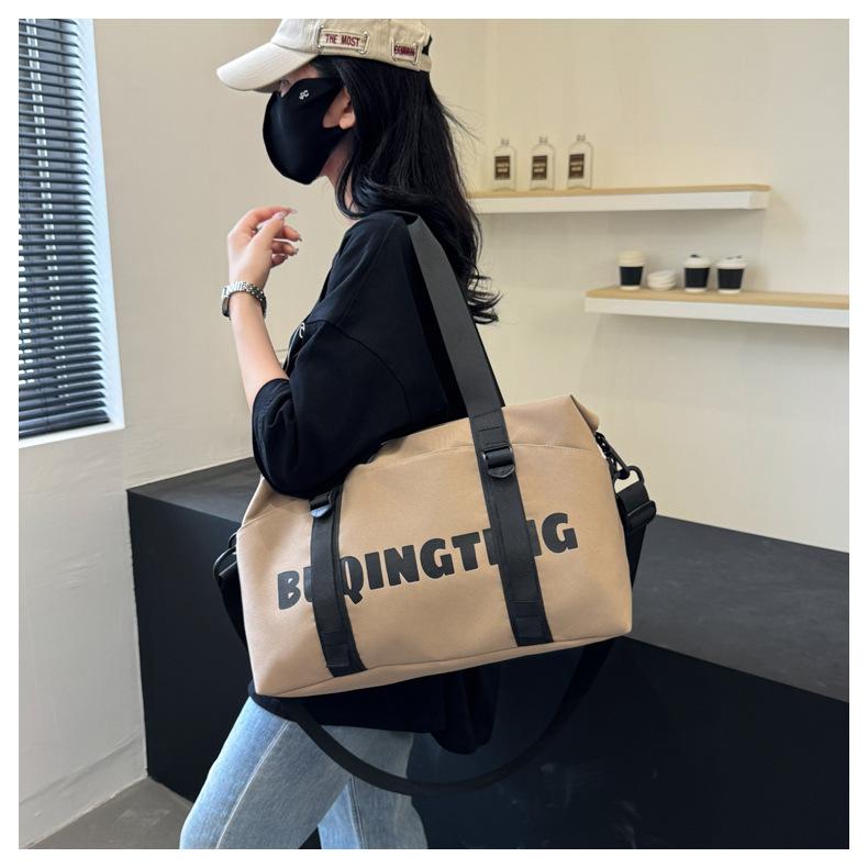 Women's Fashion Letter Print Gym Duffel Bag - Wet & Dry Separation Yoga Fitness Tote, Weekender Overnight Shoulder Bag For Travel 16