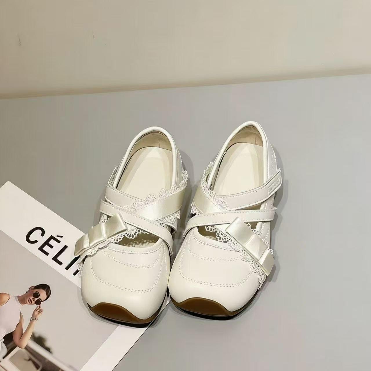 Sweet Style Mary Jane Shoes, French Square Toe Cross Strap Princess Shoes, Fashionable And Versatile Single Shoes 6