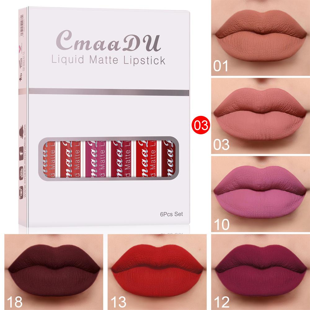 6 Boxes Of Matte Non-stick Cup Waterproof Lipstick Long Lasting Lip Gloss 6