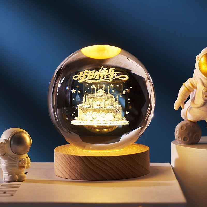 Luminous Starry Sky And Planets Moon Moon Crystal Ball Small Night Lamp Projection Ambience Light Creative Gift New Strange Gift 18