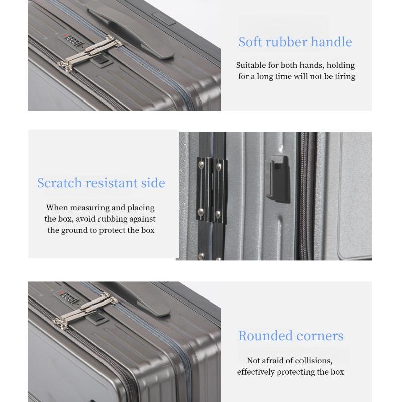 2026 New Large Capacity Front Opening Aluminum Frame Luggage With ABS PC Zipper Boarding Box 20-28 Inches 6