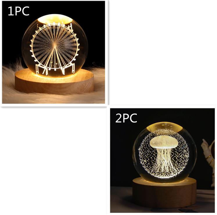 Luminous Starry Sky And Planets Moon Moon Crystal Ball Small Night Lamp Projection Ambience Light Creative Gift New Strange Gift 32