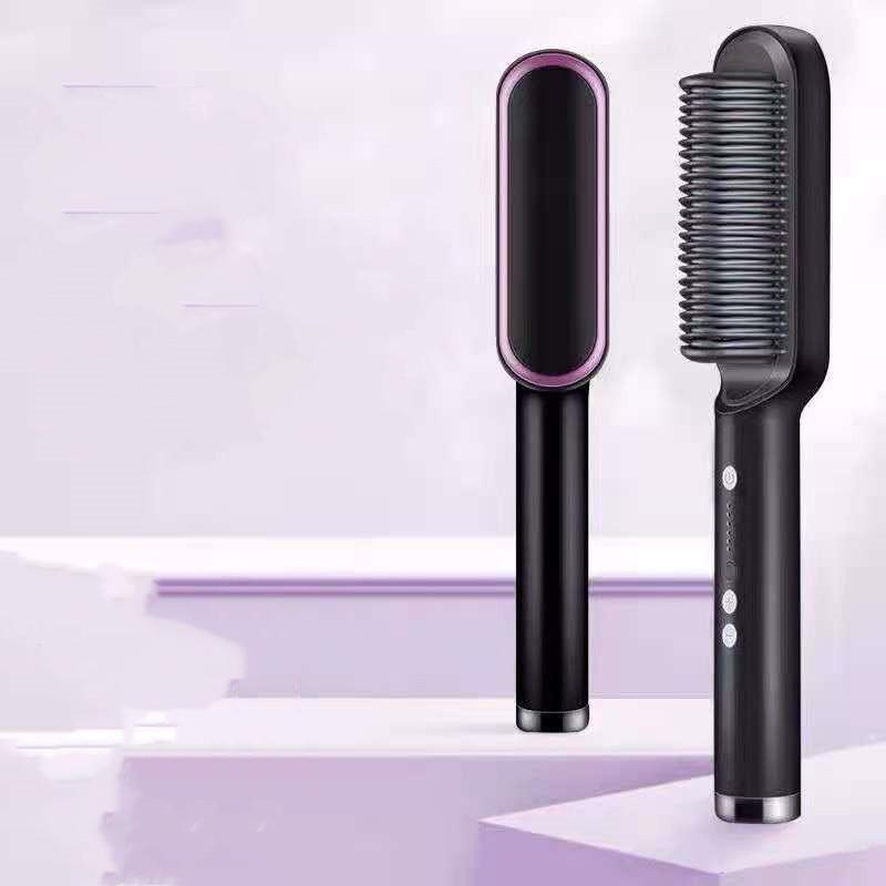 New 2 In 1 Hair Straightener Hot Comb Negative Ion Curling Tong Dual-purpose Electric Hair Brush 16