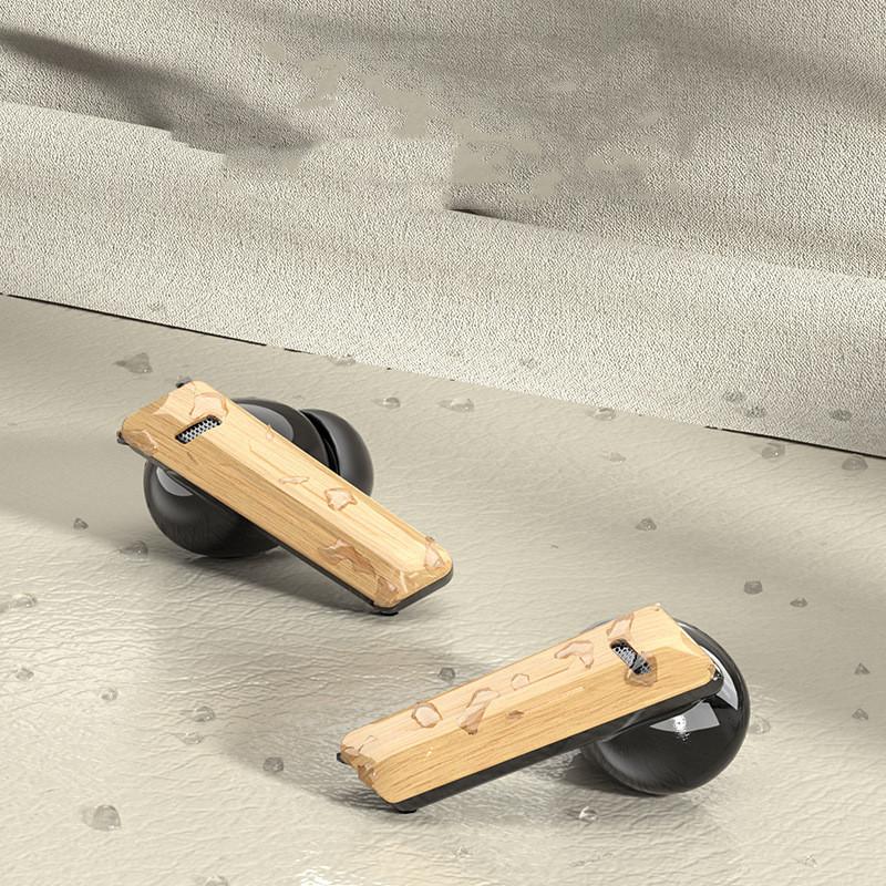 Wood Grain Wireless Sports In-ear Noise-canceling Low-latency Bluetooth Headphones 5