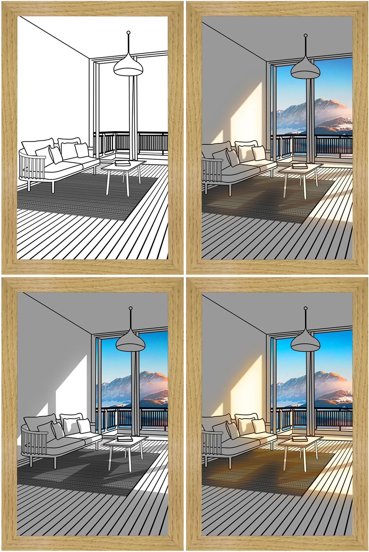 Illuminated Picture LED Decorative Light Painting Bedside Picture Style Creative Modern Simulate Sunshine Drawing Night Light Gift 7