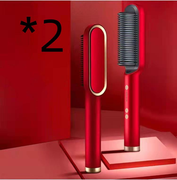 New 2 In 1 Hair Straightener Hot Comb Negative Ion Curling Tong Dual-purpose Electric Hair Brush 35