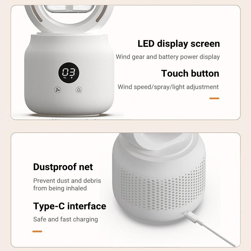 Summer Water Cooled Spray Mist Electric Fan USB Rechargeable Portable Wireless Air Humidifier Bladeless Ventilator Table Fan 5