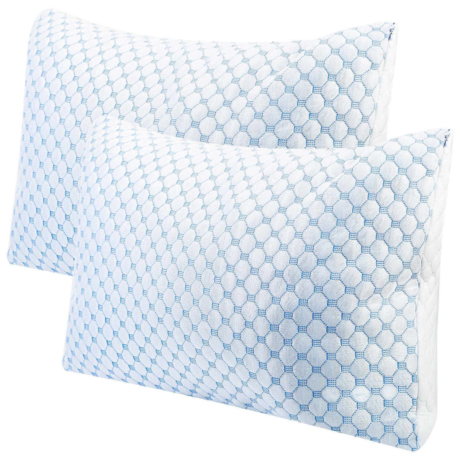 2Pcs Or 1Pc Cooling Memory Foam Pillow Ventilated Soft Bed Pillow With Cooling Gel Infused Memory Foam Machine Washable 13