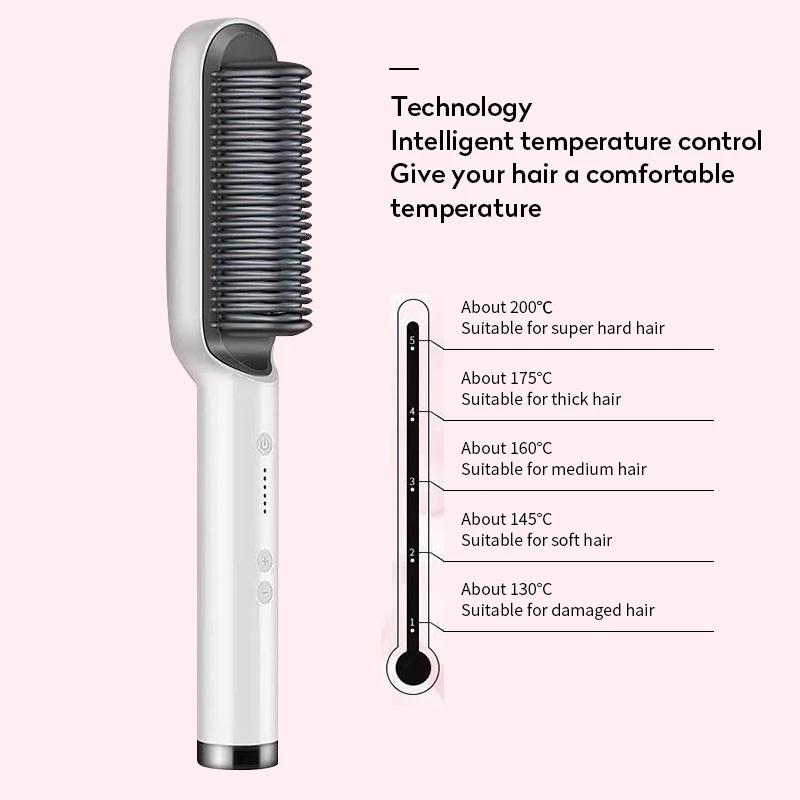New 2 In 1 Hair Straightener Hot Comb Negative Ion Curling Tong Dual-purpose Electric Hair Brush 6