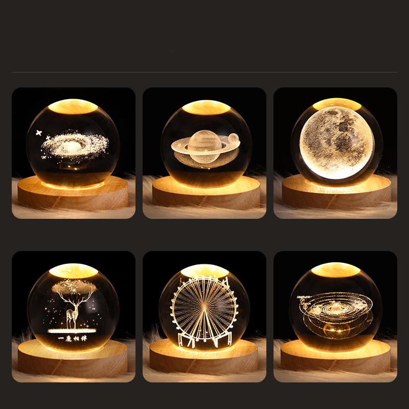 Luminous Starry Sky And Planets Moon Moon Crystal Ball Small Night Lamp Projection Ambience Light Creative Gift New Strange Gift 5