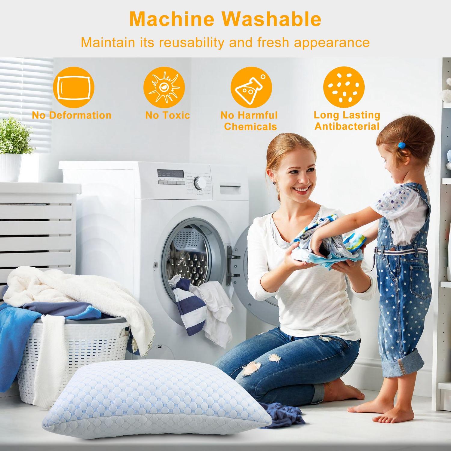 2Pcs Or 1Pc Cooling Memory Foam Pillow Ventilated Soft Bed Pillow With Cooling Gel Infused Memory Foam Machine Washable 6