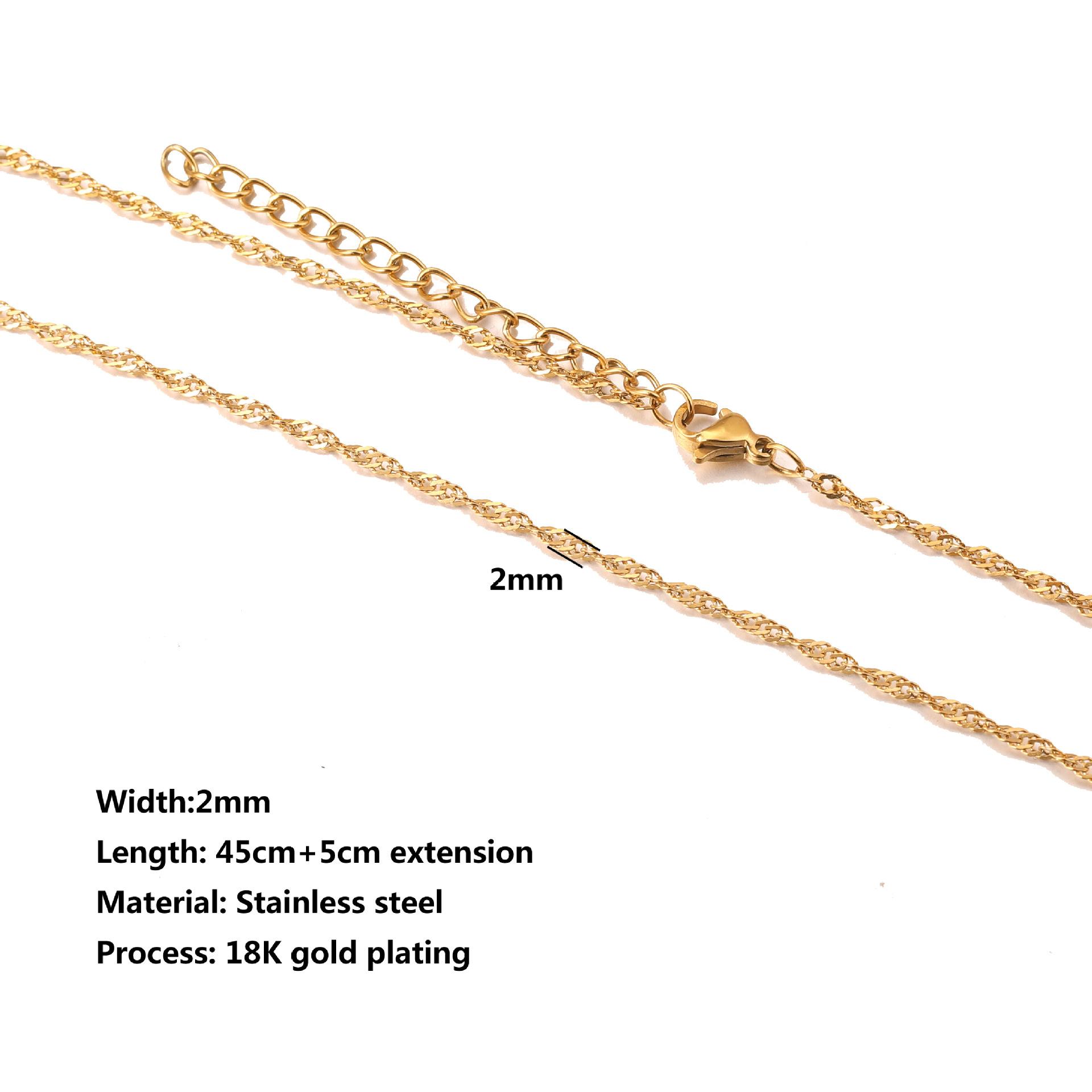 Stainless Steel Water Ripple Chain With Chain Collarbone Chain 15