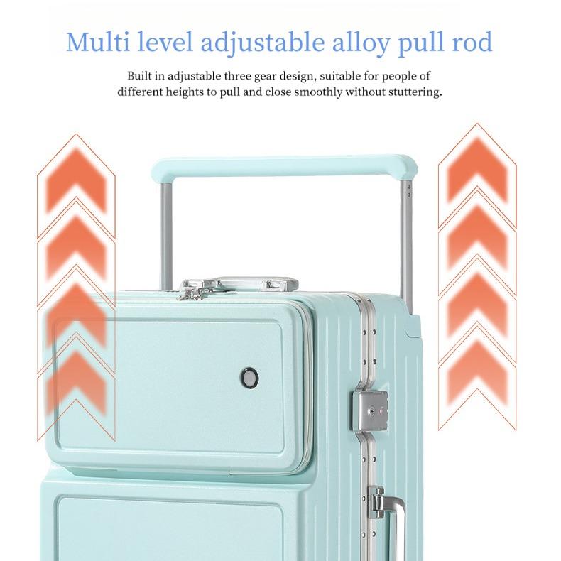 2026 New Large Capacity Front Opening Aluminum Frame Luggage With ABS PC Zipper Boarding Box 20-28 Inches 3