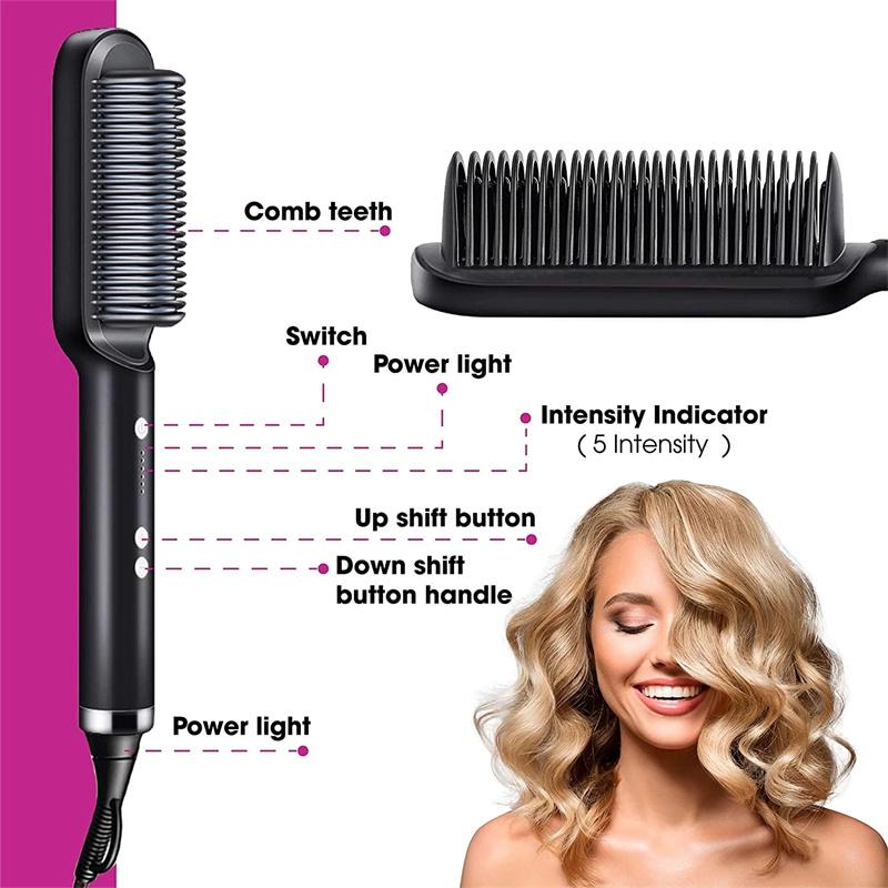 New 2 In 1 Hair Straightener Hot Comb Negative Ion Curling Tong Dual-purpose Electric Hair Brush 4