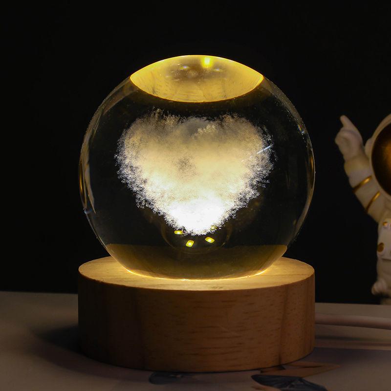 Luminous Starry Sky And Planets Moon Moon Crystal Ball Small Night Lamp Projection Ambience Light Creative Gift New Strange Gift 27