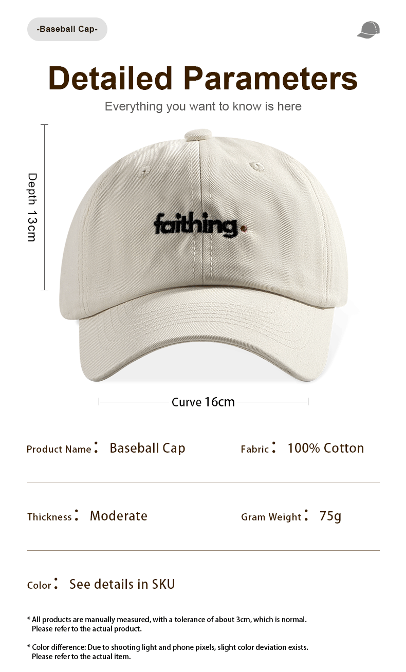 Religious Christian Faithing Letter Embroidery Black Vintage Casual Unisex Baseball Cap 18