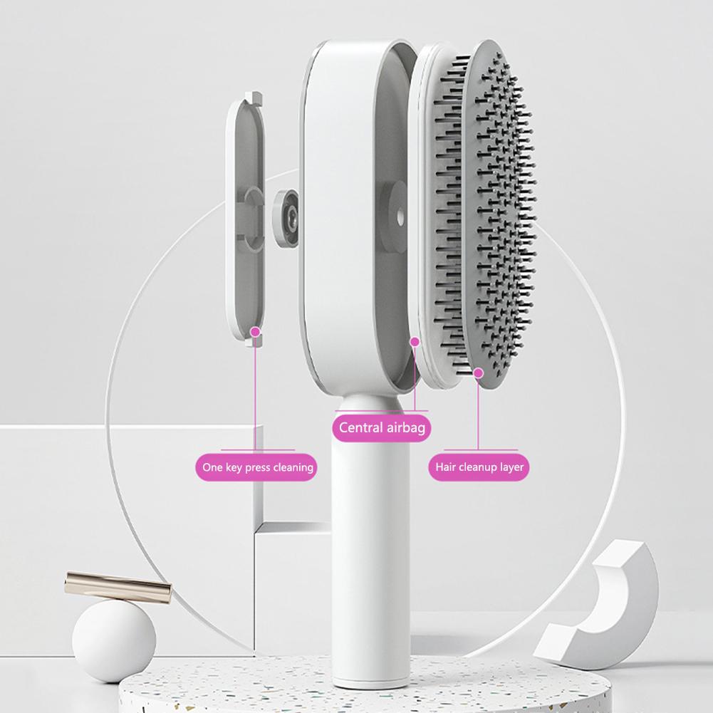 Self Cleaning Hair Brush For Women One-key Cleaning Hair Loss Airbag Massage Scalp Comb Anti-Static Hairbrush 5