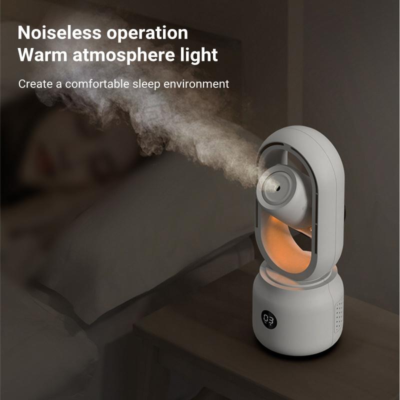 Summer Water Cooled Spray Mist Electric Fan USB Rechargeable Portable Wireless Air Humidifier Bladeless Ventilator Table Fan 3