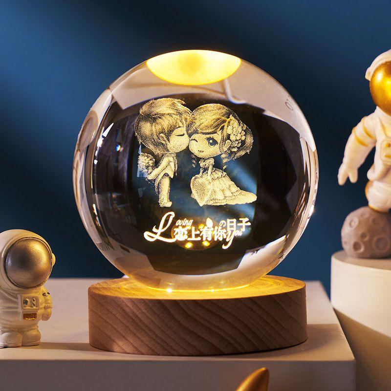 Luminous Starry Sky And Planets Moon Moon Crystal Ball Small Night Lamp Projection Ambience Light Creative Gift New Strange Gift 22