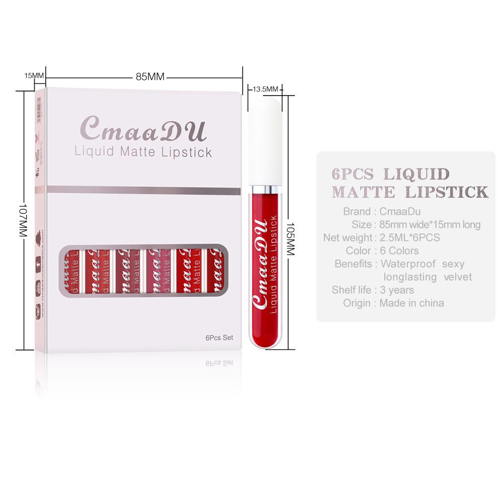 6 Boxes Of Matte Non-stick Cup Waterproof Lipstick Long Lasting Lip Gloss 5