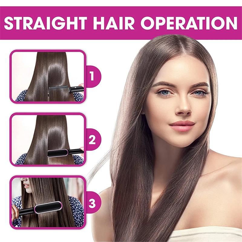 New 2 In 1 Hair Straightener Hot Comb Negative Ion Curling Tong Dual-purpose Electric Hair Brush 3