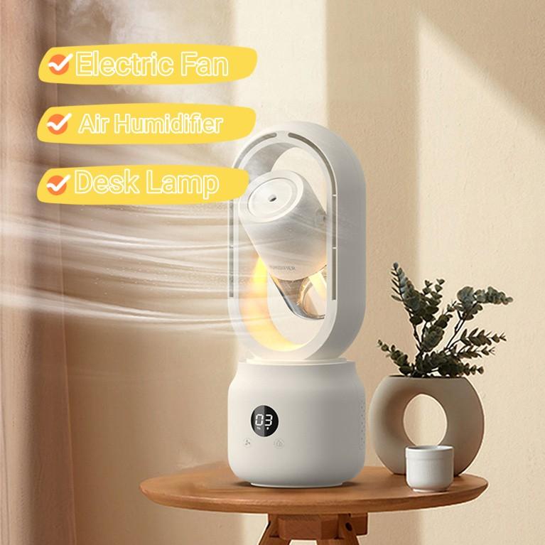 Summer Water Cooled Spray Mist Electric Fan USB Rechargeable Portable Wireless Air Humidifier Bladeless Ventilator Table Fan 11